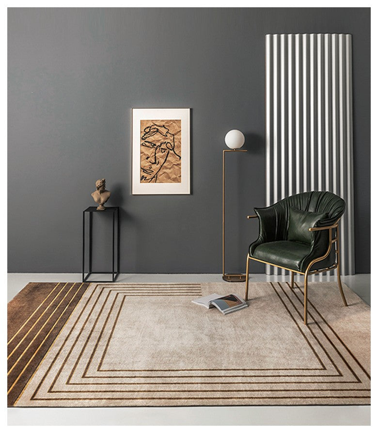 Bedroom Modern Rugs, Contemporary Beige Rugs under Sofa, Modern Area Rug in Living Room, Large Modern Rugs for Office-HomePaintingDecor