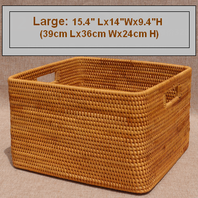 Large Woven Basket with Handle, Vietnam Traditional Handmade Rattan Wicker Storage Basket - Silvia Home Craft