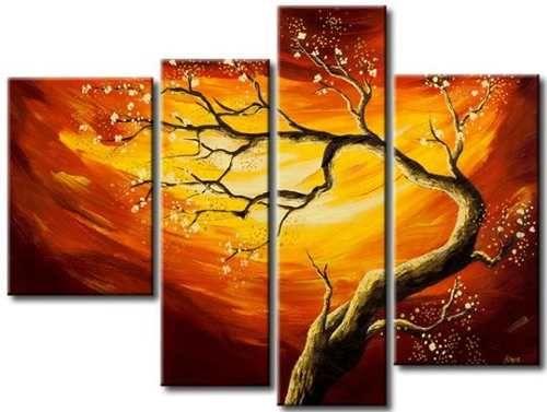 Tree of Life Painting, 4 Piece Canvas Art, Tree Paintings, Oil Painting for Sale, Bedroom Canvas Painting, Acrylic Painting on Canvas-HomePaintingDecor