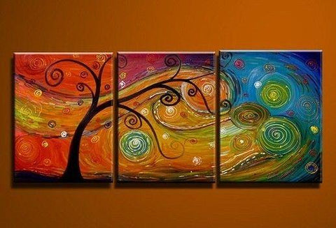 Tree of Life Painting, Abstract Art Painting, 3 Piece Canvas Art, Canvas Painting, Large Group Painting-HomePaintingDecor