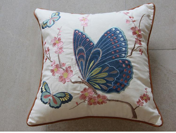 Butterfly Cotton and linen Pillow Cover, Decorative Throw Pillows for Living Room, Decorative Sofa Pillows-HomePaintingDecor
