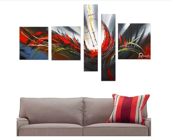 Abstract Canvas Painting, Simple Acrylic Art, 5 Piece Wall Painting, Canvas Painting for Living Room, Contemporary Modern Art-HomePaintingDecor