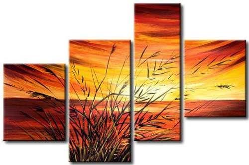 Sunset by the Lake, 4 Piece Canvas Art, Painting for Sale, Bedroom Canvas Painting-HomePaintingDecor