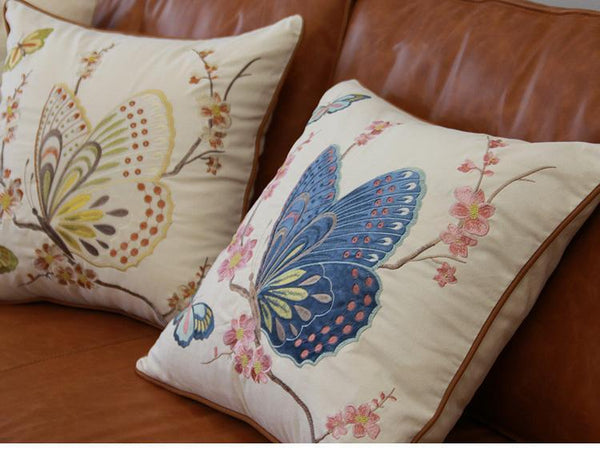 Butterfly Cotton and linen Pillow Cover, Decorative Throw Pillows for Living Room, Decorative Sofa Pillows-HomePaintingDecor