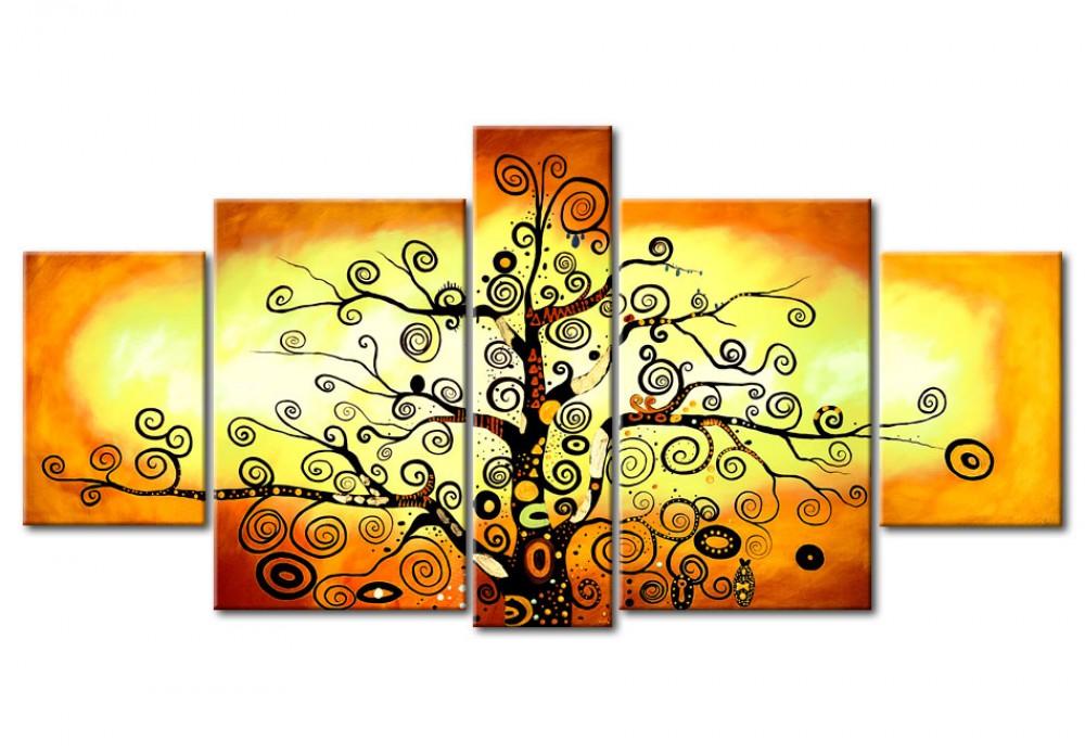 5 Piece Canvas Paintings, Tree of Life Painting, Abstract Acrylic Painting, Large Painting for Living Room, Acrylic Painting on Canvas-HomePaintingDecor