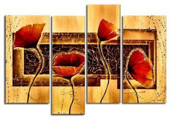 Flower Abstract Painting, Large Acrylic Painting, Flower Abstract Painting, Bedroom Wall Paintings, Heavy Texture Paintings-HomePaintingDecor