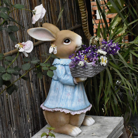 Garden Ornaments, Large Rabbit Statues for Garden, Bunny Flowerpot, Villa Outdoor Gardening Ideas, Modern Animal Garden Sculptures-HomePaintingDecor
