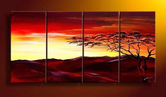 Landscape Canvas Paintings, Sunset Tree Painting, Extra Large Wall Art for Living Room, Hand Painted Wall Art, Canvas Painting for Sale-HomePaintingDecor