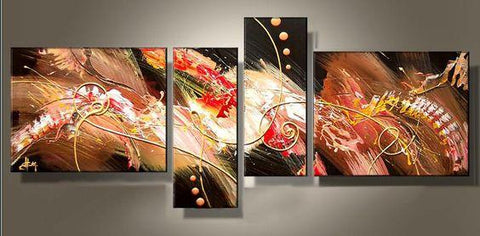 Abstract Acrylic Painting, 4 Piece Paintings, Paintings for Living Room, Large Painting Above Sofa, Modern Wall Art Paintings-HomePaintingDecor