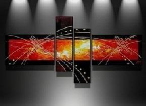 Black and Red Canvas Art Painting, Abstract Acrylic Art, 4 Piece Wall Art Paintings, Living Room Modern Paintings, Buy Painting Online-HomePaintingDecor