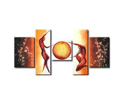 5 Piece Abstract Painting, Large Painting for Bedroom, Dancing Figure Canvas Painting, Acrylic Painting for Sale, Simple Modern Art-HomePaintingDecor