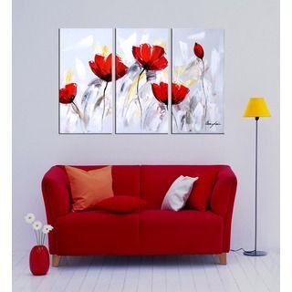 Bedroom Wall Art Painting, Acrylic Flower Paintings, Red Flower Painting, Abstract Flower Artwork-HomePaintingDecor