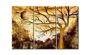 Tree of Life Painting, Moon Painting, 3 Piece Painting, Modern Acrylic Paintings, Wall Art Paintings-HomePaintingDecor