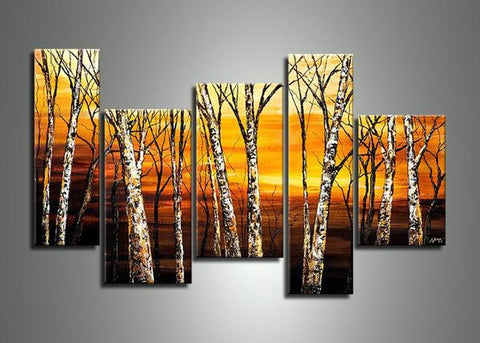 Landscape Painting, Birch Tree Painting, Acrylic Painting Landscape, Living Room Wall Art Paintings-HomePaintingDecor