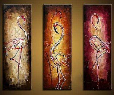 Canvas Painting, Abstract Bird Painting, Abstract Painting, Acrylic Art, 3 Piece Wall Art-HomePaintingDecor