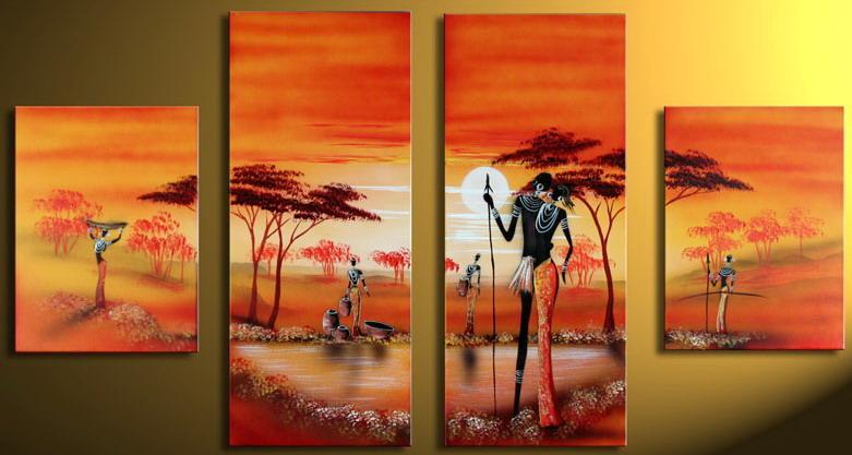 African Painting, Acrylic Wall Art Painting, Living Room Wall Paintings, Hand Painted Canvas Art-HomePaintingDecor
