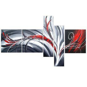 Large Canvas Painting, Abstract Lines, Modern Acrylic Art on Canvas, 5 Piece Wall Art Painting, Living Room Canvas Painting-HomePaintingDecor