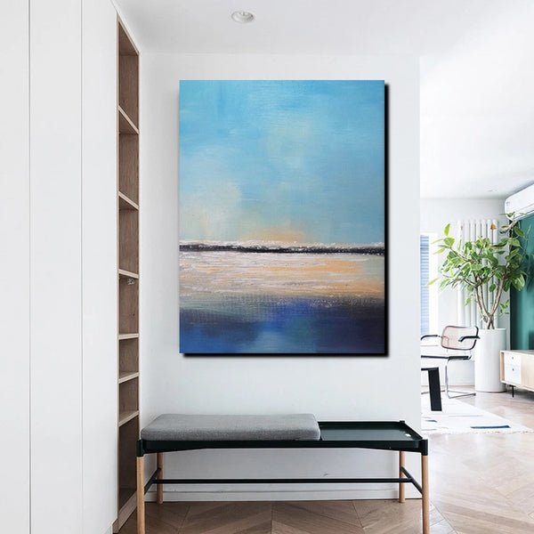 Simple Seascape Painting, Living Room Wall Art Painting, Landscape Canvas Paintings, Extra Large Acrylic Paintings, Bedroom Modern Paintings-HomePaintingDecor