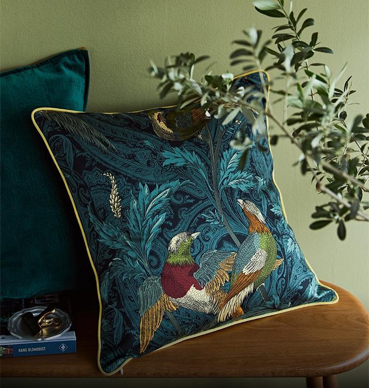Nightingales Cotton Pillow Cover, Beautiful Decorative Throw Pillows, Decorative Sofa Pillows for Living Room, Bird Decorative Pillows-HomePaintingDecor