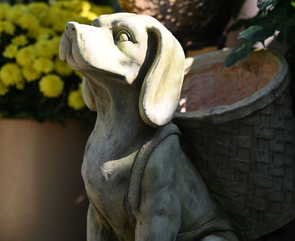 Large Dog Flowerpot, Resin Statue for Garden, Modern Dog Animal Statue for Garden Ornaments, Villa Outdoor Decor Gardening Ideas-HomePaintingDecor
