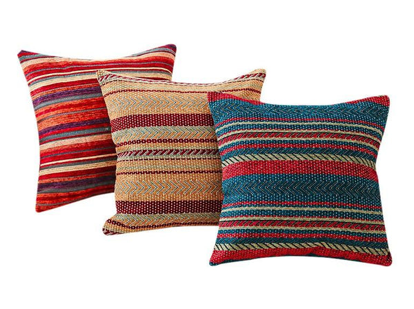 Oriental Throw Pillow for Couch, Bohemian Decorative Sofa Pillows, Geometric Pattern Chenille Throw Pillows-HomePaintingDecor