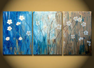 Flower Paintings, Acrylic Flower Painting, 3 Piece Wall Art, Modern Contemporary Painting-HomePaintingDecor