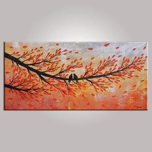 Love Birds Painting, Abstract Art, Contemporary Wall Art, Modern Art, Art for Sale, Abstract Art Painting, Dining Room Wall Art, Canvas Art-HomePaintingDecor