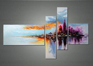 Cityscape Painting, Contemporary Painting, Living Room Wall Painting, Acrylic Painting Abstract, Modern Acrylic Painting-HomePaintingDecor