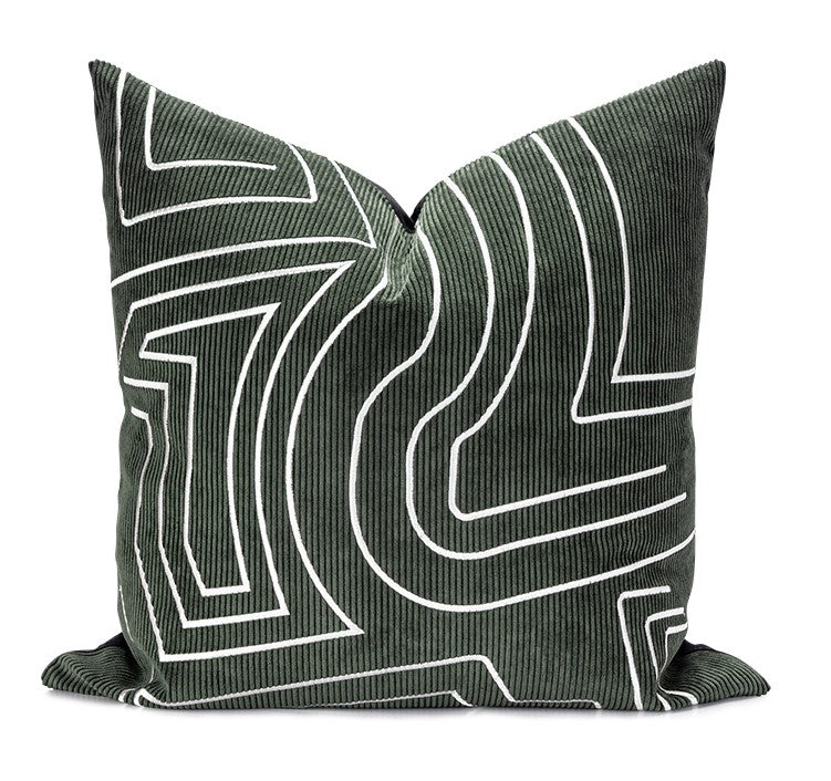 Contemporary Cushions for Interior Design, Large Modern Decorative Pillows for Sofa, Green Modern Throw Pillows for Couch-HomePaintingDecor