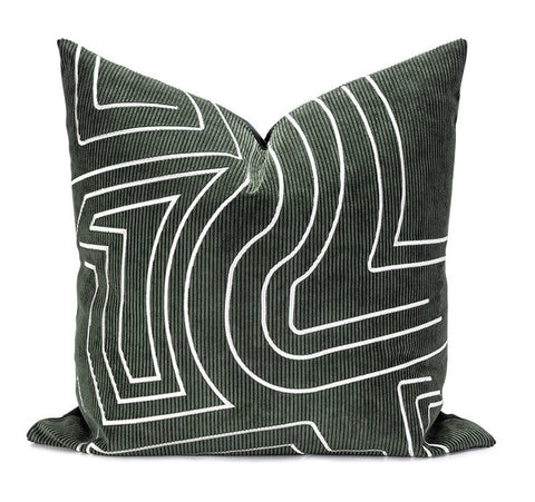 Contemporary Cushions for Interior Design, Large Modern Decorative Pillows for Sofa, Green Modern Throw Pillows for Couch-HomePaintingDecor