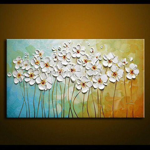 Flower Paintings, Texture Painting, Palette Knife Painting, Acrylic Flower Art, Wall Art Paintings-HomePaintingDecor