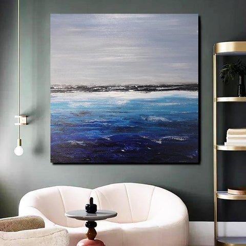 Large Paintings for Dining Room, Bedroom Wall Painting, Original Landscape Paintings, Simple Acrylic Paintings, Seascape Canvas Paintings-HomePaintingDecor