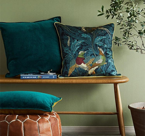 Nightingales Cotton Pillow Cover, Beautiful Decorative Throw Pillows, Decorative Sofa Pillows for Living Room, Bird Decorative Pillows-HomePaintingDecor