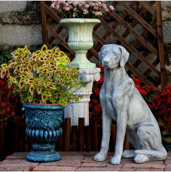 Large Dog Statue for Garden, Sitting Dog Statues, Pet Statue for Garden Courtyard Ornament, Villa Outdoor Decor Gardening Ideas-HomePaintingDecor