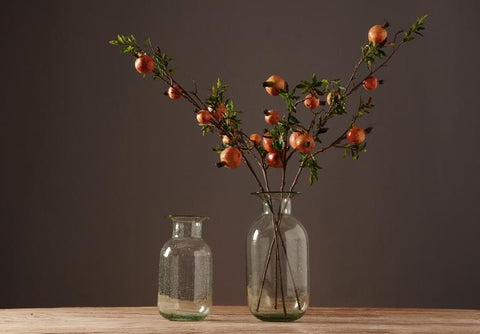 Rustic Artificial Large Pomegranate Fruit, Stem 36" Tall, Flower Arrangement-HomePaintingDecor