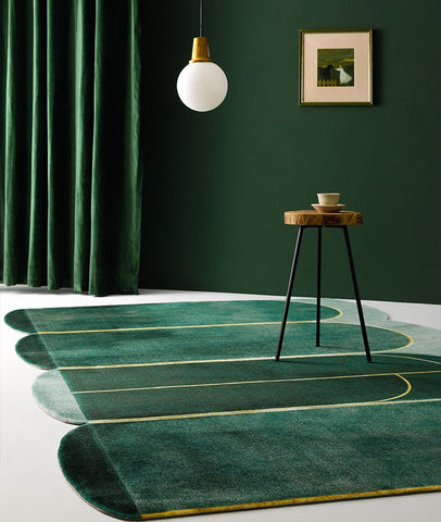 Blackish Green Rugs, Bedroom Floor Carpets, Large Modern Rugs for Dining Room, Modern Geometric Rugs, Abstract Contemporary Rugs for Living Room-HomePaintingDecor