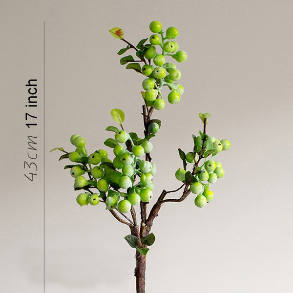 Flower Arrangement Ideas for Living Room, Green Cranberry Fruit Branch, Modern Artificial Flowers for Home Decoration, Spring Artificial Floral for Bedroom-HomePaintingDecor