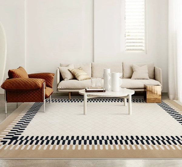 Mid Century Modern Rugs for Office, Modern Living Room Rug Ideas, Large Geometric Wool Rugs, Abstract Modern Rug Ideas for Bedroom, Contemporary Wool Rugs for Dining Room-HomePaintingDecor