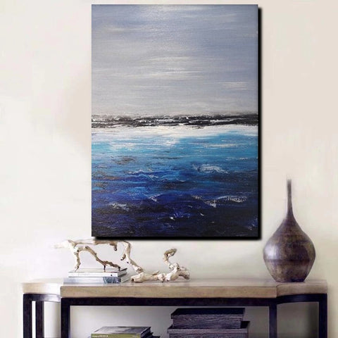 Beach Landscape Painting, Seascape Canvas Painting, Bedroom Wall Art Painting, Landscape Canvas Paintings, Large Paintings for Sale-HomePaintingDecor