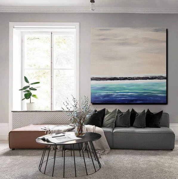 Living Room Wall Art Painting, Original Landscape Paintings, Large Paintings for Sale, Simple Abstract Paintings, Seascape Acrylic Paintings-HomePaintingDecor