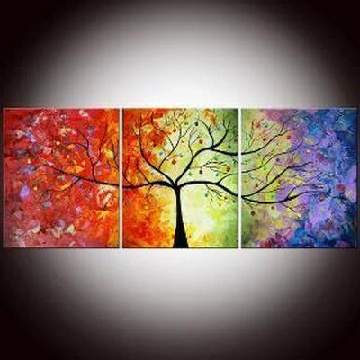 3 Piece Canvas Painting, Tree of Life Painting, Simple Modern Art, Acrylic Painting for Living Room, Large Paintings for Sale-HomePaintingDecor