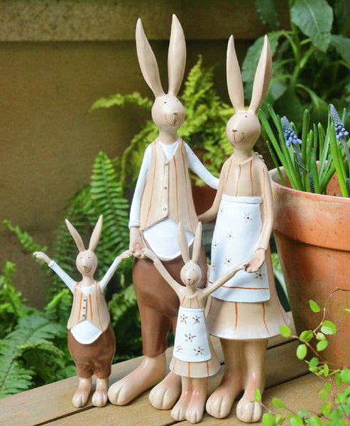 Lovely Rabbit Family Statue for Garden, Unique Modern Garden Sculptures, Beautiful Cute Garden Courtyard Ornaments, Creative Villa Outdoor Decor Gardening Ideas-HomePaintingDecor