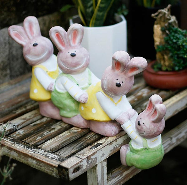 Lovely Rabbits Statues, Cute Rabbits in the Garden, Animal Resin Statue for Garden Ornament, Outdoor Decoration Ideas, Garden Ideas-HomePaintingDecor