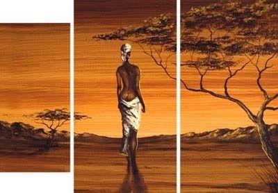 African Woman Painting, 3 Piece Wall Art, African Painting, Canvas Painting for Dining Room, Acrylic Painting on Canvas-HomePaintingDecor