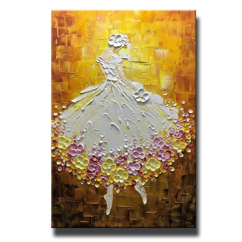 Modern Paintings, Contemporary Art, Texture Artwork, Palette Knife Canvas Paintings, Ballet Dancer Painting, Acrylic Painting Abstract-HomePaintingDecor