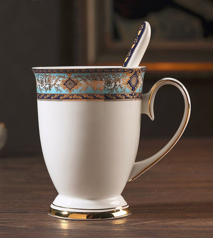 Large Royal Bone China Porcelain Mug, Elegant Ceramic Coffee Mug, Beautiful British Tea Cups, Large Capacity Ceramic Mugs for Office-HomePaintingDecor