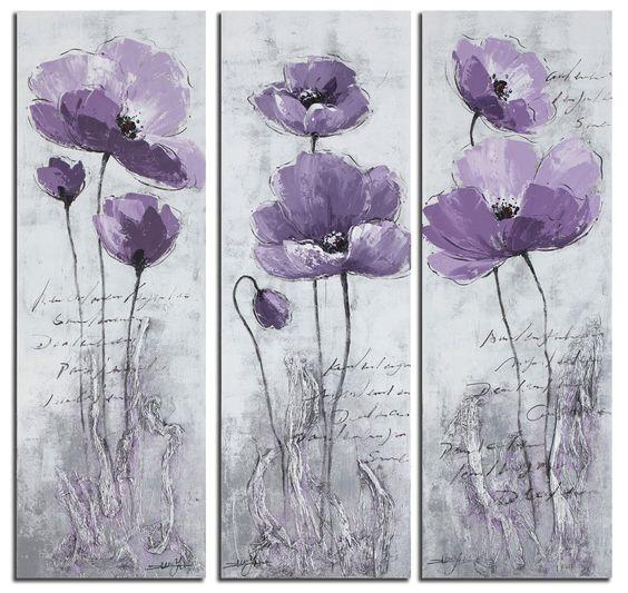 Purple Flower Painting Abstract, Flower Paintings, Acrylic Wall Art Painting, Modern Paintings-HomePaintingDecor