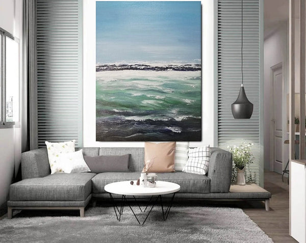 Original Landscape Paintings, Seashore Painting, Living Room Wall Art Paintings, Large Original Paintings, Hand Painted Artwork-HomePaintingDecor