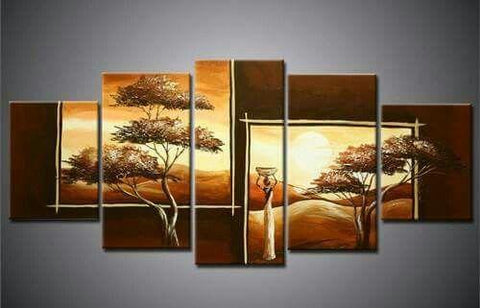 Tree of Life Painting, 5 Piece Acrylic Art, Abstract Painting, Bedroom Canvas Painting-HomePaintingDecor