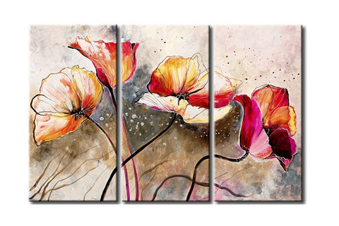 Flower Paintings, 3 Piece Wall Painting, Modern Contemporary Paintings, Acrylic Flower Paintings, Wall Art Paintings-HomePaintingDecor